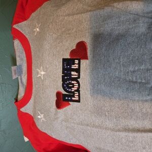 Red and Grey Baseball T shirt XLrg Red, White and Blue Accents